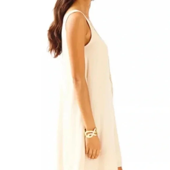 Lilly Pulitzer FIA DRESS Sand Dune Embellished Gold Beige XS - Picture 3 of 11
